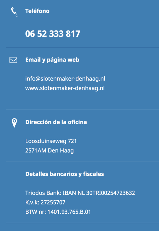 Cerrajero La Haya | Dirección e Información | Slotenmaker Den Haag